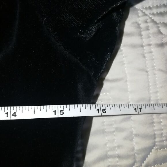 Vintage HOLT RENFREW 80 English Black Velvet & Silky Dots Cocktail Dress Medium - Picture 10 of 15